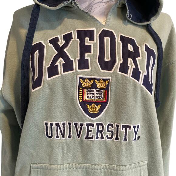 Oxford University Green College Crest Coat Of Arms Long Y2K Hoodie Size Large - Picture 5 of 16